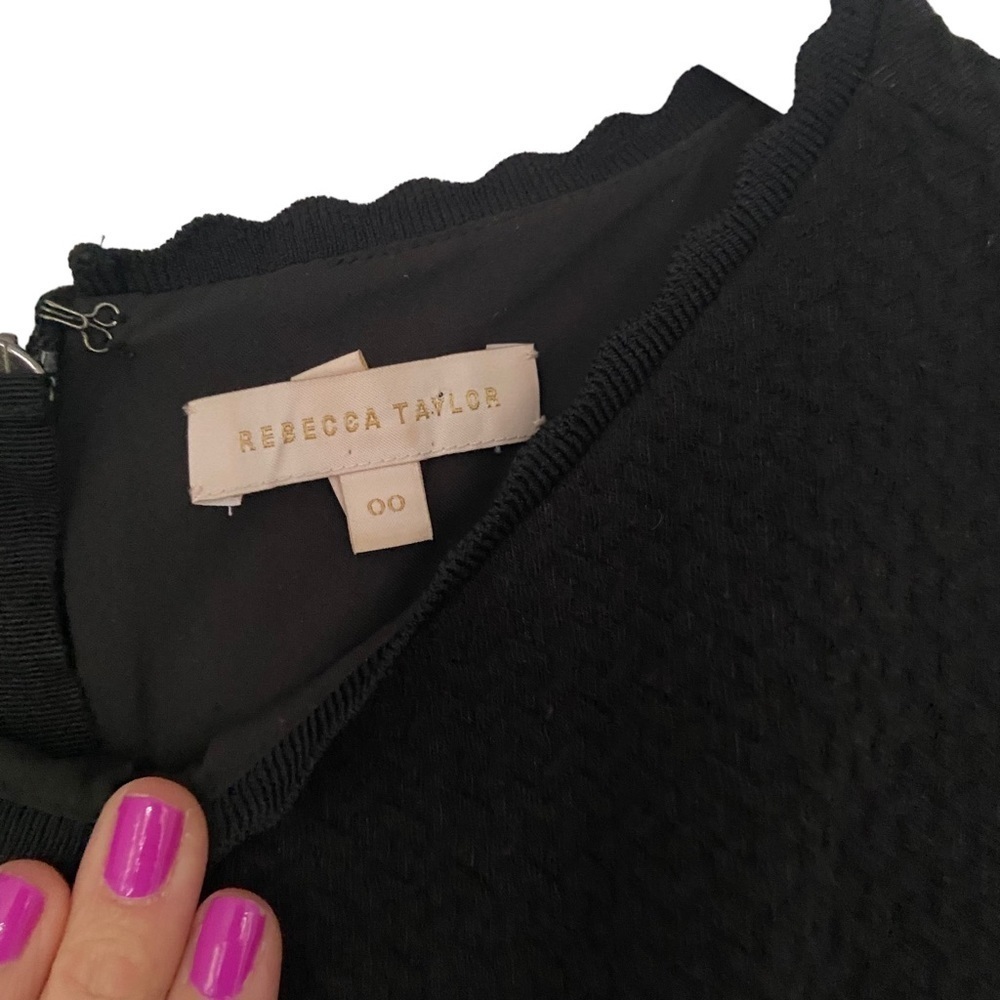 Rebecca Taylor Women's Honeycomb Stretch Texture Dress Fit & Flare Black Size 00 - Picture 7 of 13